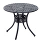 33-Inch Roud Patio Dining Table with Umbrella Hole, Cast Aluminum Garden Table, All Weather Patio Bisto Table, for Lawn, Garden, Outside, Black