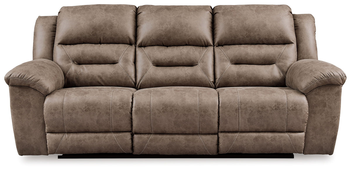 Stoneland - Power Reclining Sofa - Faux Leather - Fossil