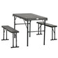 Folding Picnic Table with 2 Benches, 3-Piece Portable Outdoor Picnic Table Bench Set for 4, Patio Dining Table Set with Plastic Top, Steel Frame for Garden, Dark Grey