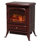 16" Free Standing Electric Fireplace Portable Adjustable Stove with Heater Wood Burning Flame 750/1500W Red Brown