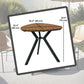 35.4" Outdoor Dining Table with Slatted Acacia Wood Leaf Tabletop, Patio Table with Steel Legs for Garden, Yard, Teak