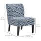 Armless Accent Chair for Bedroom, Upholstered Slipper Side Chair for Living Room with Wood Legs, Blue