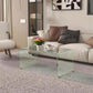 Rectangle Glass Coffee Table with Rounded Edges - Clear