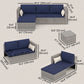 3pcs Modern Rattan Sofa Set, Wicker Patio Furniture Set with Coffee Table, Cushions, Pillows