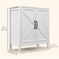 Sideboard Buffet with Barn Door and Shelves - White Wood Grain