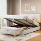 Queen Size Bedroom Set with Storage Ottoman, Upholstered Fabric, Hydraulic Platform Bed for Living Room, 85" L x 64.5" W x 41" H, Beige