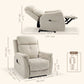 Manual Recliner with Massage and Side Pockets - Beige