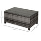 Outdoor PE Rattan Wicker Table, Patio Garden Side Table w/Glass Top for Patio, Balcony, Mixed Grey