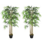 5FT Artificial Bamboo Tree Set of 2, Fake Plant with 1095 Leaves, Greenery Plant in Nursery Pot for Indoor, Green