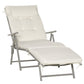 Lounge Chair Outdoor, Folding Patio Chaise Lounger, 360 lbs 7-Position Adjustable Back Outdoor Recliner with Cushion, Headrest for Garden, Backyard, Poolside, Cream White