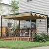 13' x 10' Patio Pergola with Retractable Canopy, Outdoor Sun Shelter, Yard Shade, Khaki