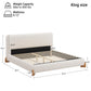 Boucle Upholstered King Bed with 12 Wooden Slats and Solid Feet, Comfortable Bed Frame for Superior Support, 88'' L x 85'' W x 38'' H, White