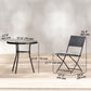 Outdoor Bistro Set, 3 Piece Patio Furniture Set with Folding Chairs, Semi-Circle Glass Top Table, Black