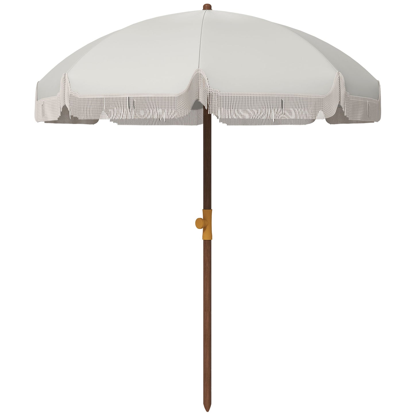 6.2' Beach Umbrella for Travel, Vent, Ruffles, Carry Bag, Portable Outdoor Umbrella for Garden, Light Grey
