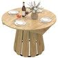 Extendable Dining Table, Round to Oval Convertible Kitchen Table with Storage Shelf for Dining Room, Natural