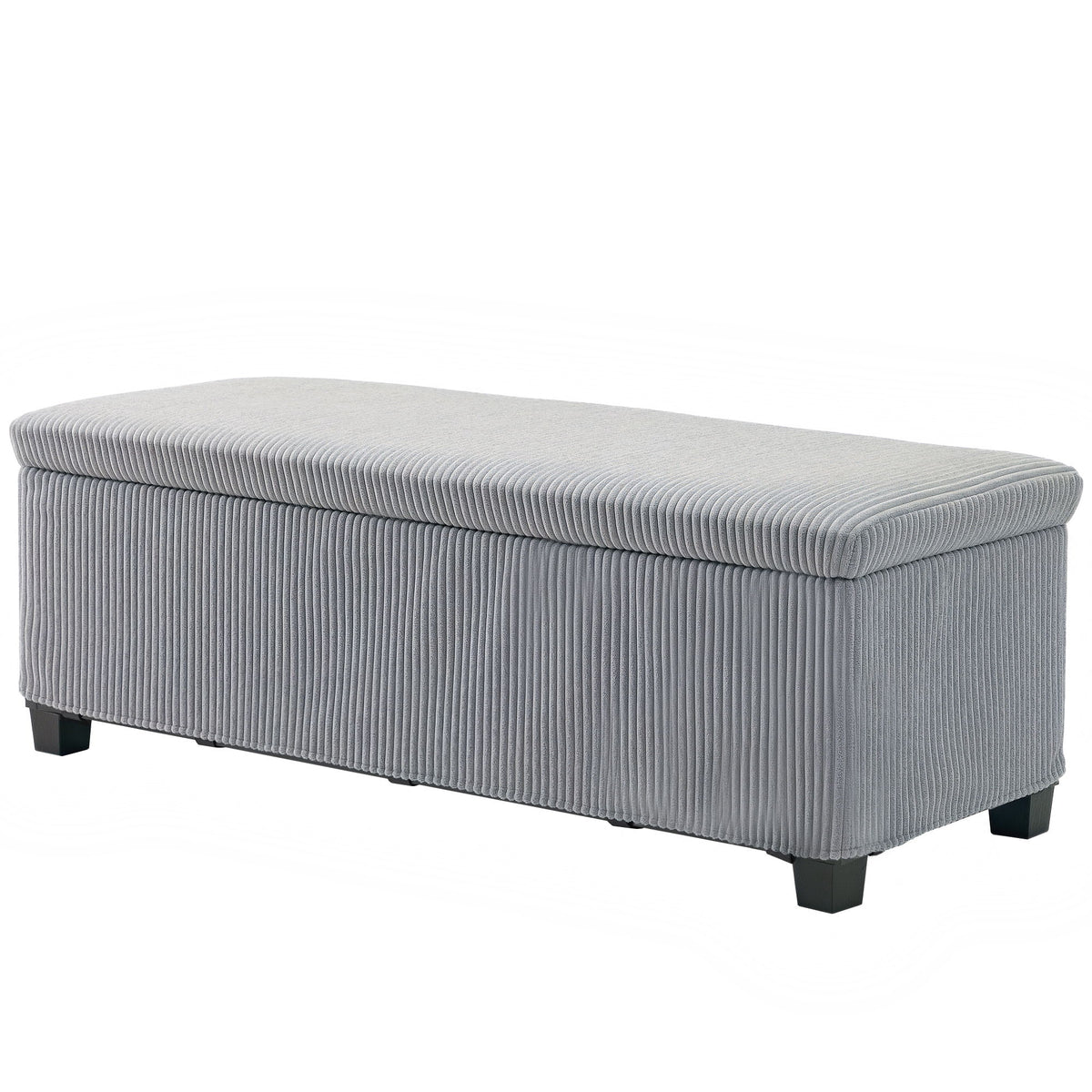 44 Inches Ottoman with Storage, Lid, Legs, Corduroy End of Bed Bench for Living Room, Bedroom, Entryway, Light Grey