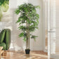 6FT Artificial Bamboo Tree Set of 2, Fake Plant with 1530 Leaves, Greenery Plant in Nursery Pot for Indoor, Green