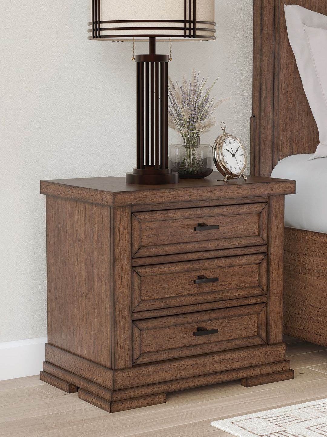 Taffenbrook - Medium Brown - Three Drawer Night Stand - Forward Furniture
