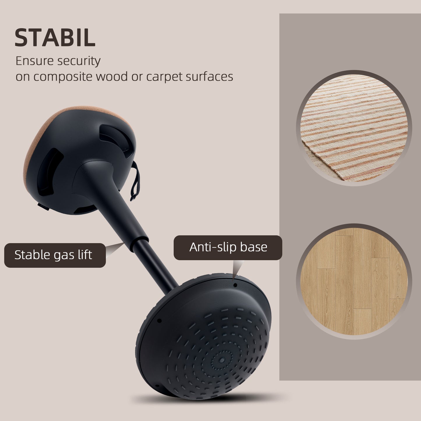 Swivel Standing Desk Chair, Adjustable Active Ergonomic Standing Stool, Backless Wobble Stool Chair, Brown