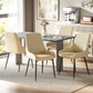 Set of 4 Tufted Dining Chairs with Steel Legs - Khaki