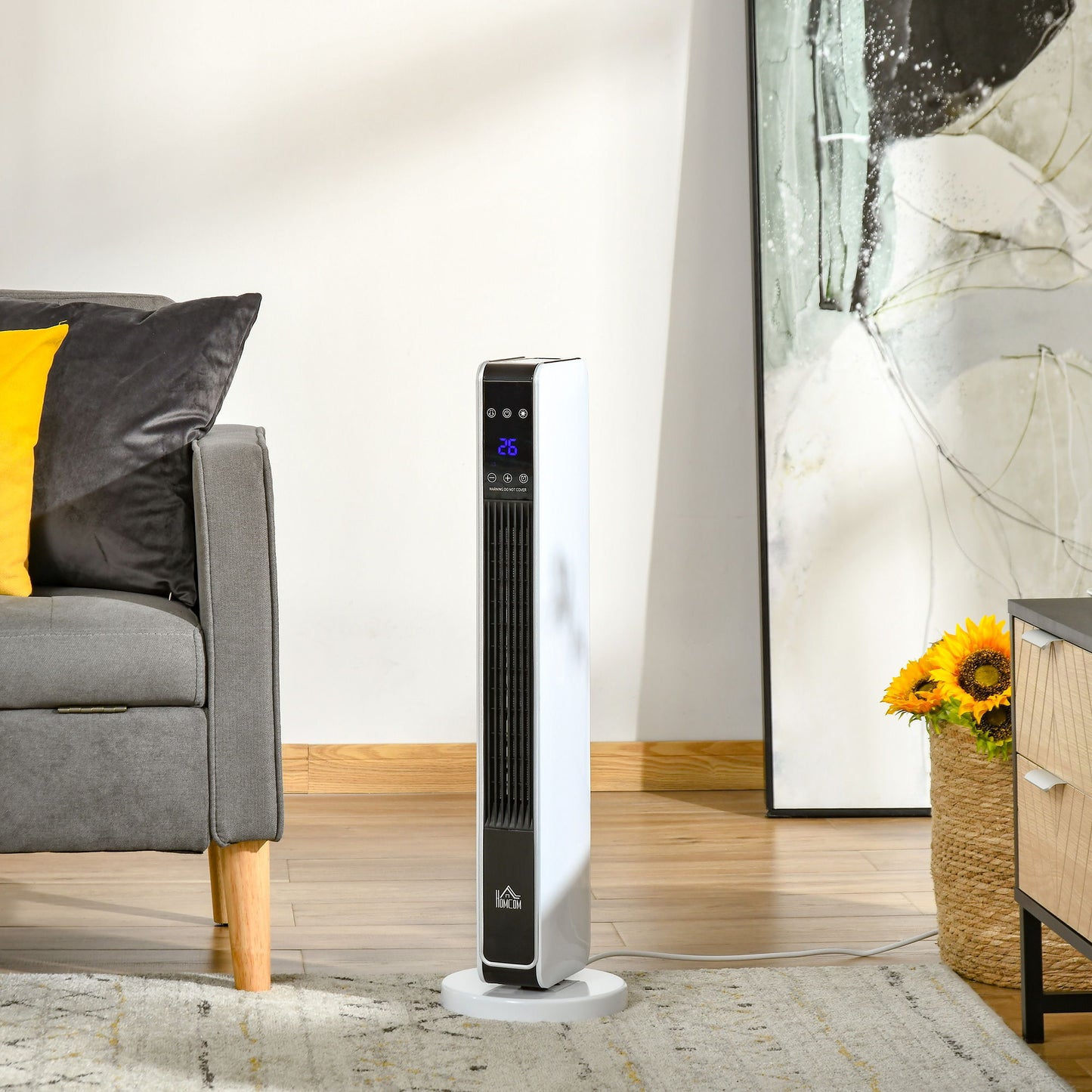Ceramic Tower Heater, Oscillating Space Heater with Remote Control, Timer, Tip-Over & Overheat Protect, 750W/1500W