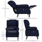 Push-Back Massage Recliner with Footrest - Blue