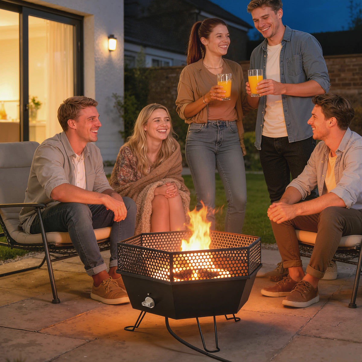 20" Foldable Propane Fire Pit with Lid