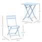 3 Pieces Garden Bistro Coffee Set Foldable Patio Chair & Square Table for Outdoor Yard Porch Poolside Balcony Blue
