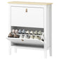 Narrow Shoe Cabinet with 2 Flip Drawers, Adjustable Shelves for Entryway, Holds 10-14 Pairs, White