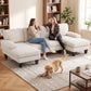 Sectional Sofa, U Shaped Couch with Double Chaise, Pillow-top Armrests and Spring Cushions, 2200lb Capacity, Beige