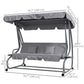 Outdoor 3-Seater Patio Swing Chair, Outdoor Swing Seat, with Adjustable Canopy and Two Pillows for Garden, Light Grey