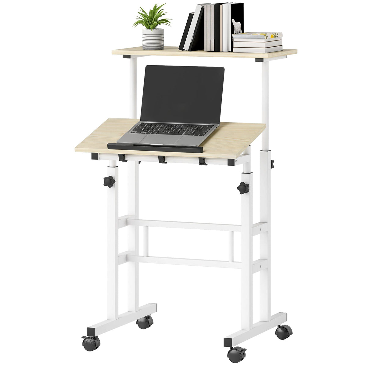 Adjustable Stand Up Desk with Wheels - Natural
