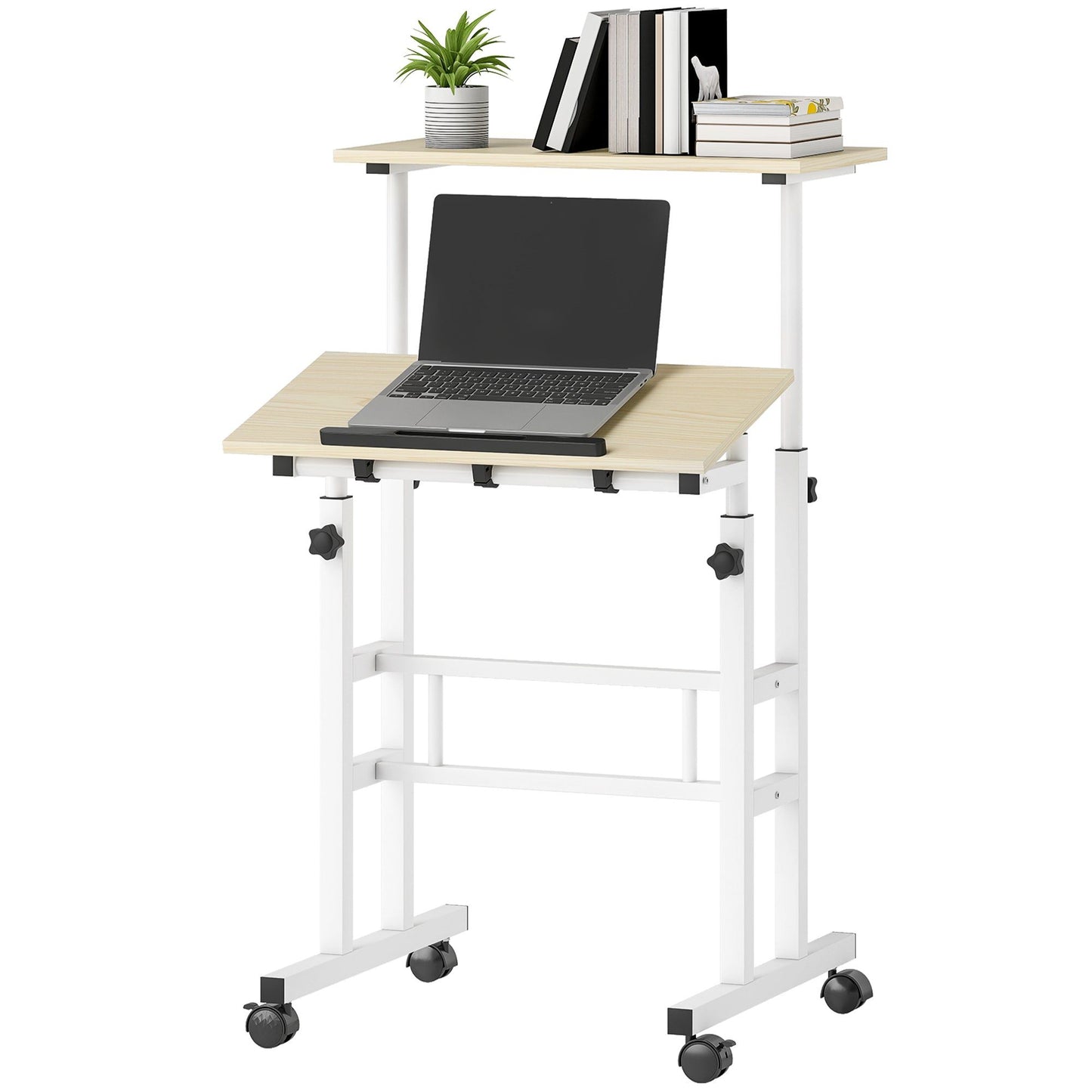 Adjustable Stand Up Desk with Wheels - Natural