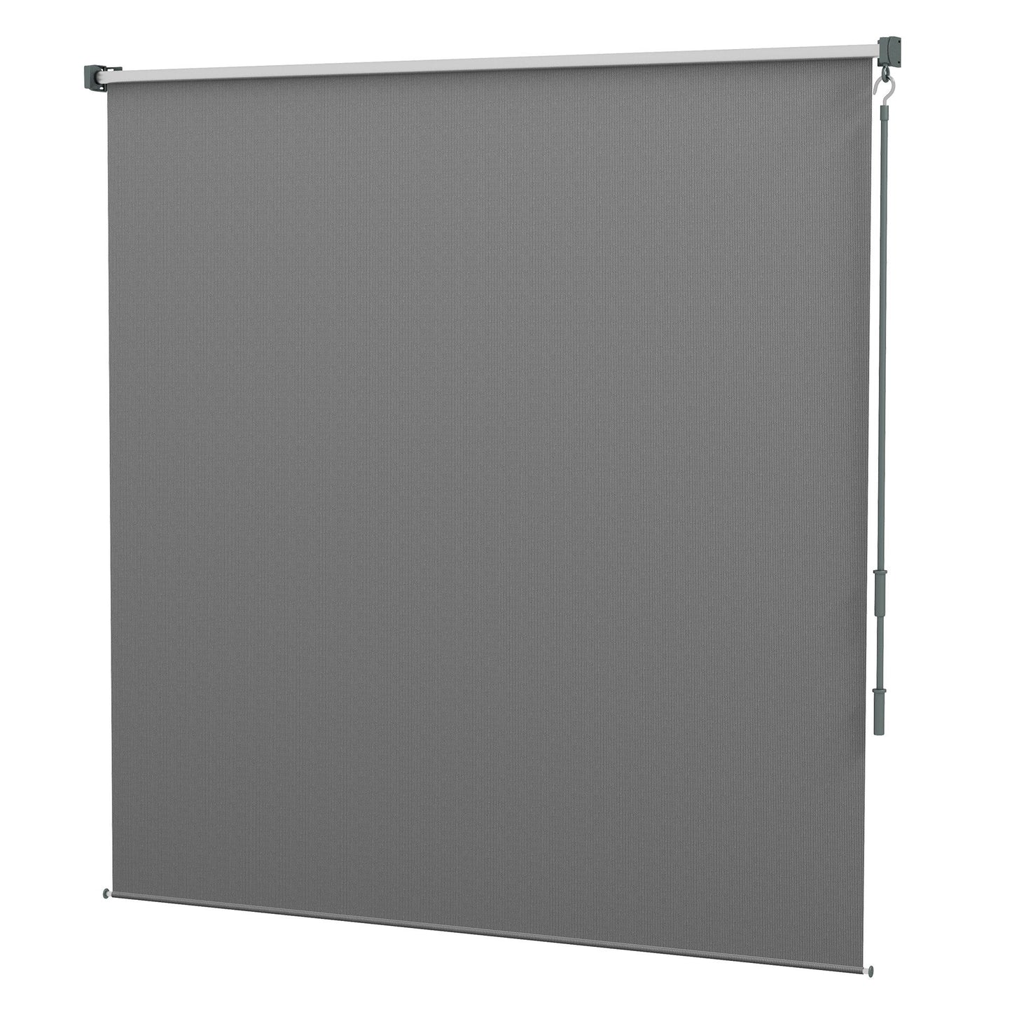 6' x 6' Patio Door Blinds, Outdoor Roller Shades, Cordless Roll Up Shade for Porch Gazebo, Light Grey