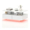 RGB LED Coffee Table with 4 Drawers - High Gloss White