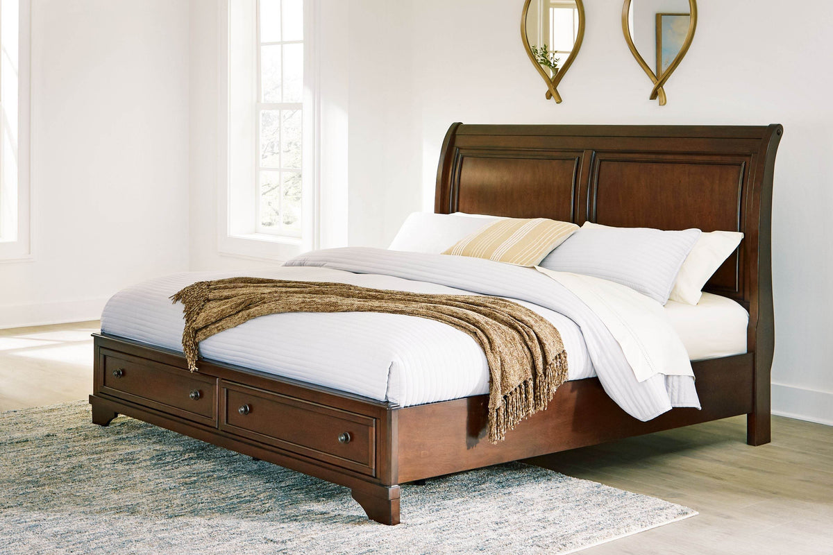 Trellington - Brown - King Sleigh Storage Bed - Forward Furniture