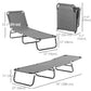 Set of 2 Folding Outdoor Lounge Chair, Sun Tanning Chairs with Reclining Back, Breathable Mesh for Beach Patio, Grey