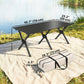 4ft Folding Camping Table, Waterproof Picnic Table with Roll Up Top and Metal Frame, Black