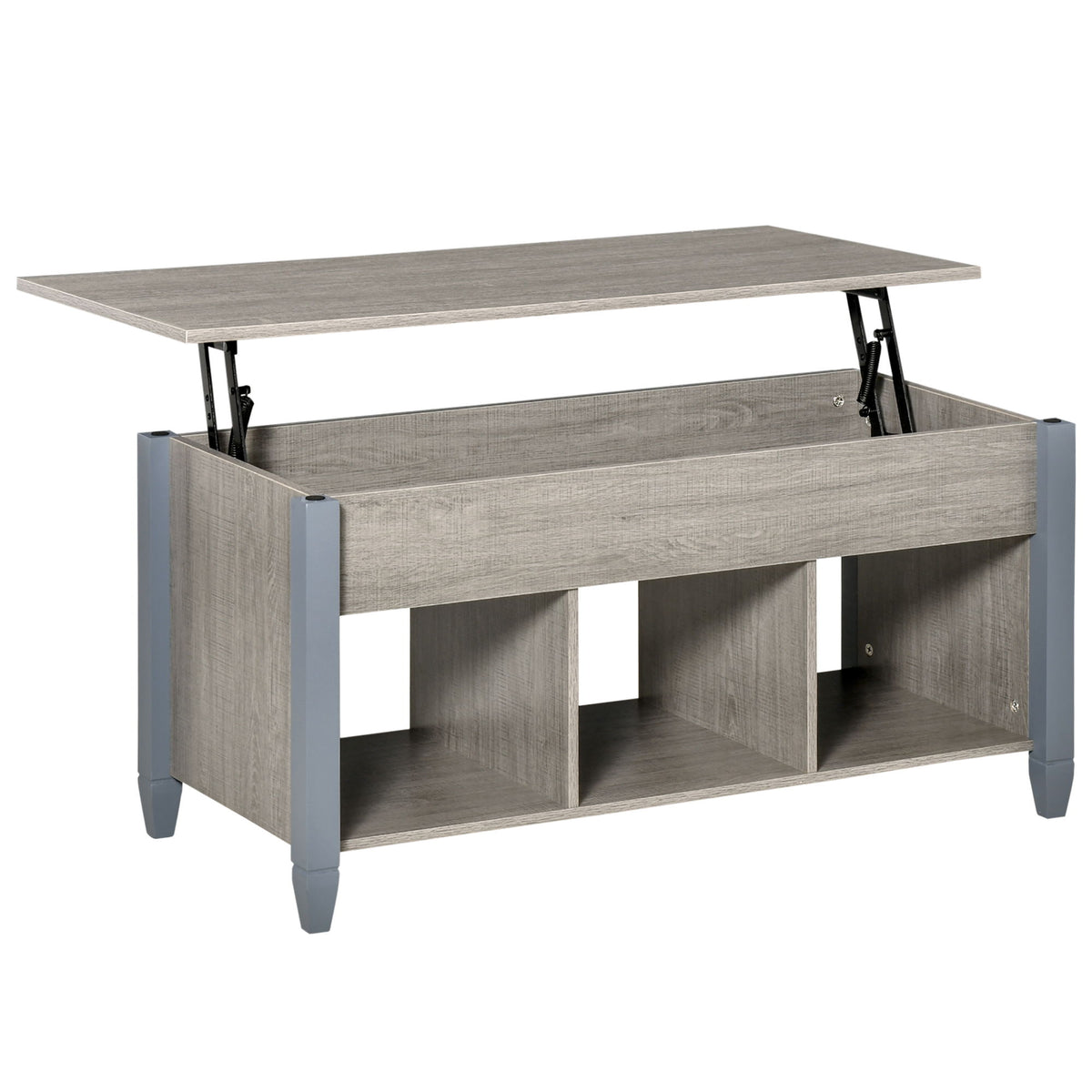 Lift Top Coffee Table, Modern Center Table with Storage Shelves and Hidden Compartment for Living Room, 41" L, Grey