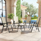 4-Piece Folding Chair Set for Relaxing on Patio Balcony Garden, Comfortable Outdoor Furniture with Armrests, Beige