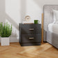 Bedside Table with 2 Drawers, Modern Nightstand for Bedroom, Black