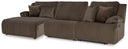 3 Pc. Left Arm Facing Press Back Chaise And Armless Recliner Sectional