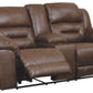 Stoneland - Chocolate - Dbl Power Reclining Loveseat With Console - Faux Leather