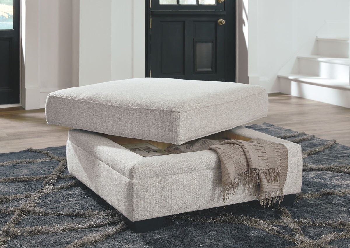 Dellara - 6 Pc. - Right Arm Facing Corner Chaise 5 Pc Sectional, Ottoman - Chalk