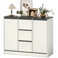 Sideboard Buffet with 3 Drawers and Soft-Close Hinges - White Wood Grain