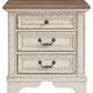 Realyn - White / Brown / Beige - Three Drawer Night Stand