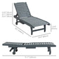 Adjustable Lounge Chair, Outdoor Patio Chaise Recliner with Pull-out Tray and 2 Wheels