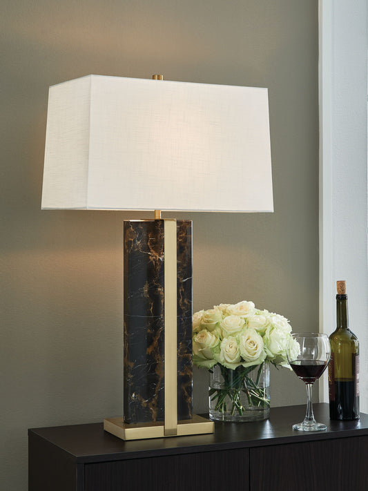 Neonish - Marble Table Lamp - Black / Gold Finish