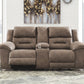 Stoneland - Fossil - Dbl Reclining Loveseat W/Console - Faux Leather