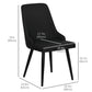 Set of 2 Upholstered Dining Chairs with Metal Legs - Black